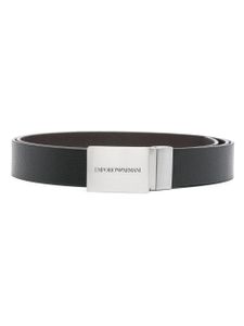 Emporio Armani ceinture réversible en cuir à boucle logo - Noir