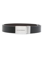 Emporio Armani ceinture réversible en cuir à boucle logo - Noir - thumbnail