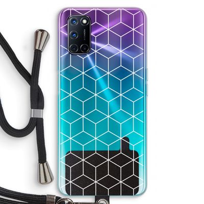Zwart-witte kubussen: Oppo A72 Transparant Hoesje met koord