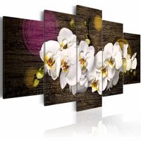 Schilderij - Als een witte wolk , paars , orchidee , 5 luik - thumbnail