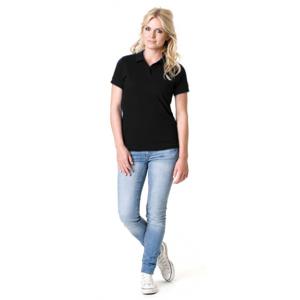 Dames basic poloshirt - zwart - korte mouw - getailleerd - katoen