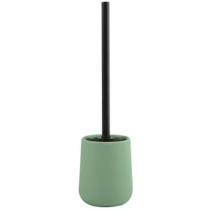 MSV Toiletborstel in houder/wc-borstel Malmo - keramiek/rvs - groen/zwart - 39 x 10 cm   -