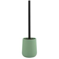 MSV Toiletborstel in houder/wc-borstel Malmo - keramiek/rvs - groen/zwart - 39 x 10 cm   - - thumbnail