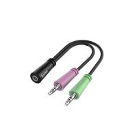 Hama 00200351 Jackplug Audio Aansluitkabel [2x Jackplug male 3,5 mm - 1x Jackplug female 3,5 mm] 0.15 m Zwart