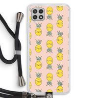Ananas: Samsung Galaxy A22 4G Transparant Hoesje met koord