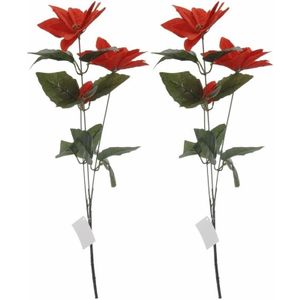 2x Rode Kerstster bloem 66 cm