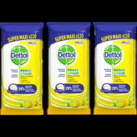 Dettol Power & Fresh MultiReinigingsdoekjes Sprankelende Citroen & Limoen Super Maxi 3 x 110 Stuks bij Jumbo