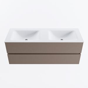 MONDIAZ VICA 130cm badmeubel onderkast Smoke 2 lades. Wastafel CLOUD dubbel 2 kraangaten, kleur Talc.