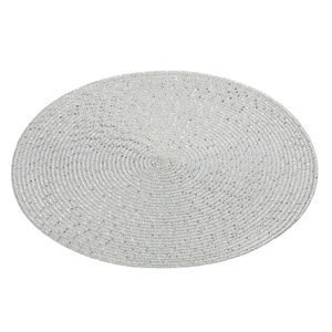 1x Tafelonderleggers/placemats rond zilver met glitter 38 cm   -