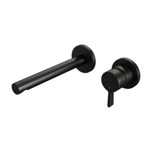 Brauer Black Edition Wastafelmengkraan inbouw - rechte uitloop links - hendel middel dik - model E 1 - mat zwart 5-S-004-S1-65