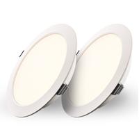 Set van 2 Georgia LED platte Inbouwspots wit - inbouwdiepte 25mm - 12W 1160lm - Rond - 2700K warm Wit - Ø170 mm - IP20 voor binnen