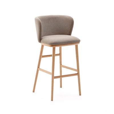Kave Home Barkruk 'Ciselia' Chenille, kleur Bruin (zithoogte 75cm)