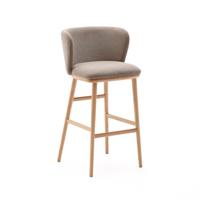Kave Home Barkruk 'Ciselia' Chenille, kleur Bruin (zithoogte 75cm)