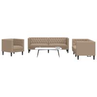 3-delige Loungeset Chesterfield-stijl kunstleer cappuccinokleur