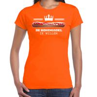 Koningsdag verkleed T-shirt voor dames - koningsdel/frikandel - oranje - feestkleding - thumbnail