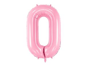 Folieballon cijfer 0 roze 86cm