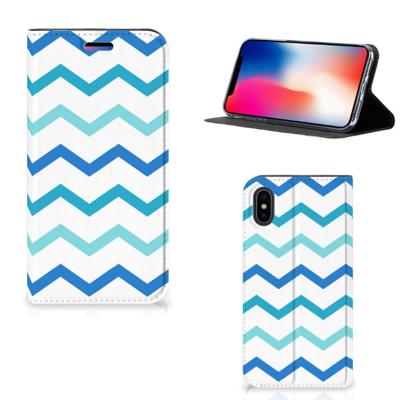 Apple iPhone X | Xs | Hoesje met Magneet | Zigzag Blauw