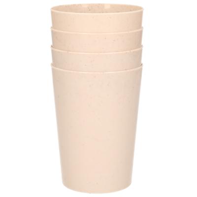 Drinkbekers van afbreekbaar bio plastic - 4x stuks - 290 ml - beige - Limonade bekers