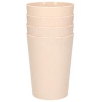 Drinkbekers van afbreekbaar bio plastic - 4x stuks - 290 ml - beige - Limonade bekers Drinkbekers van afbreekbaar bio plastic - 4x stuks - 290 ml - beige - Limonade bekers
