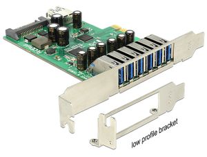 Delock 89377 PCI Express x1-kaart naar 6 x extern + 1 x intern USB 5 Gbps Type-A female