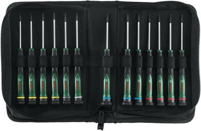 Bosch Groen Precision screwdriver set 13-piece (Precisieschroevendraaierset 60mm 13 stuks: SL1,5, SL2, SL2,5, SL3, PH000, PH00, PH0, TX5, TX6, TX8,