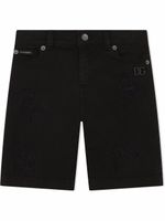 Dolce & Gabbana Kids short en jean à effet usé - Noir - thumbnail