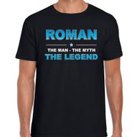 Naam cadeau t-shirt Roman - the legend zwart voor heren