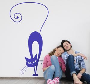 Sticker decoratie poes op zijn hoede