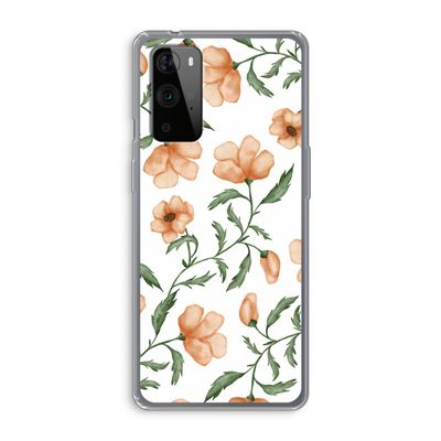 Peachy flowers: OnePlus 9 Pro Transparant Hoesje