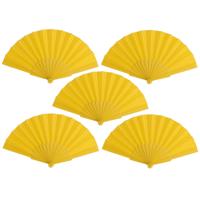 Spaanse Handwaaier - 5x stuks - geel - 23 x 43 cm - Verkoeling waaiers voor zomerse themperatuur
