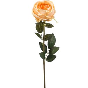 Kunstbloem roos Joelle - pastel oranje - 65 cm - decoratie bloemen