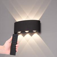 2x Tulsa LED Wandlamp - Dimbaar - Zwart - 6 Watt 280 lumen - 3000K warm wit - IP54 waterdicht - Up & Down light - Incl. dimmer met afstandsbediening