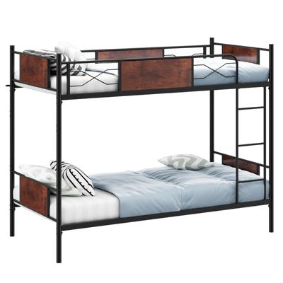 Metalen Stapelbedframe 2 In 1 Bed om te Bouwen van Eenpersoons- Naar Eenpersoonsbed met 30 cm Veiligheidsreling
