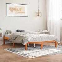 Bedframe zonder matras massief grenenhout wasbruin 135x190 cm