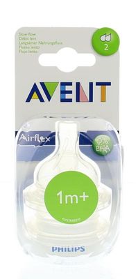Avent Speen silicoon langzaam slow flow 2 druppels 1+ ma (2 st)