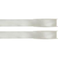 Hobby/decoratie satijnen lint - 2x - ivoorwit - 1 cm x 25 meter - cadeauverpakking - polyester