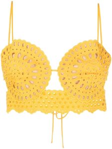 Stella McCartney haut crop en broderie anglaise - Jaune