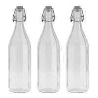 Bormioli rocco waterfles met beugeldop - 6x stuks - helder transparant - 1000 ml - Giara home deco f