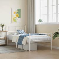 Bedframe met hoofd- en voeteneinde metaal wit 80x200 cm