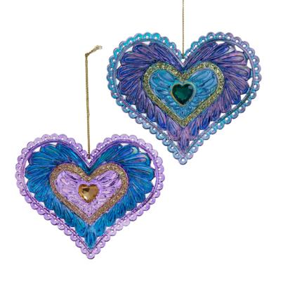 Ornament plastic paars hart l23cm - Kurt s adler