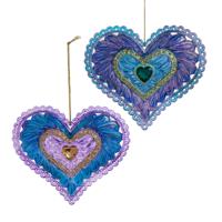 Ornament plastic paars hart l23cm - Kurt s adler