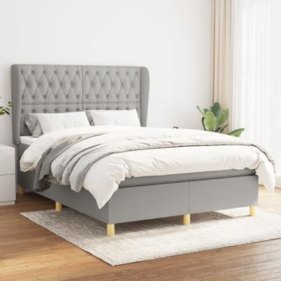 Boxspring met matras stof lichtgrijs 140x200 cm