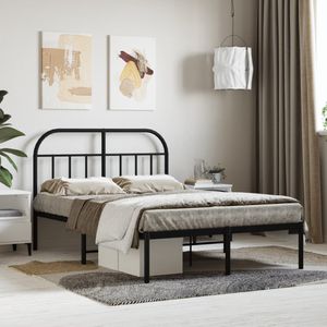 Bedframe met hoofdbord metaal zwart 120x200 cm