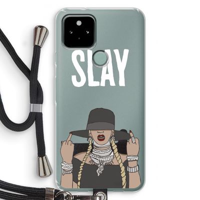 Slay All Day: Pixel 5 Transparant Hoesje met koord