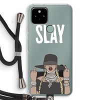 Slay All Day: Pixel 5 Transparant Hoesje met koord Slay All Day: Pixel 5 Transparant Hoesje met koord