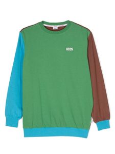 Gcds Kids sweat en coton à design colour block - Vert