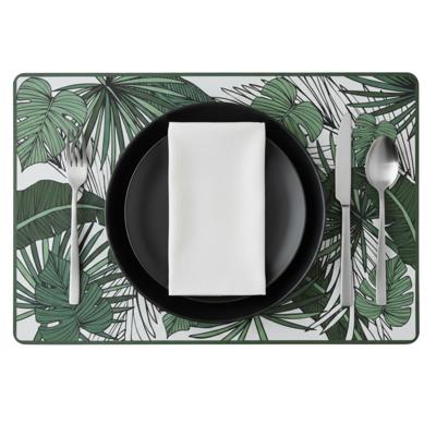 Secret de Gourmet tafel placemat Jungle - wit/groen - 45 x 30 cm - tafel onderlegger / bescherming