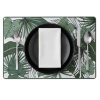 Secret de Gourmet tafel placemat Jungle - wit/groen - 45 x 30 cm - tafel onderlegger / bescherming