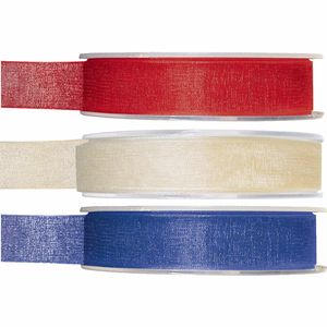 Satijn sierlint pakket - blauw/wit/rood - 1,5 cm x 20 meter - Hobby/decoratie/knutselen