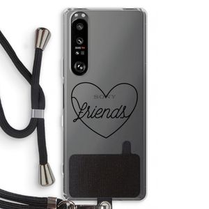 Friends heart black: Sony Xperia 1 III Transparant Hoesje met koord